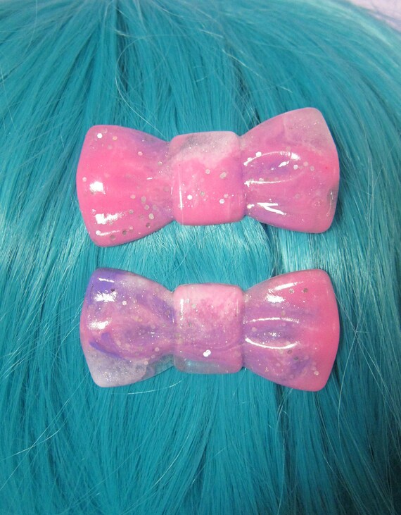 Pastel Pink And Purple Galaxy Sparkle Bows Holographic Glitter Etsy