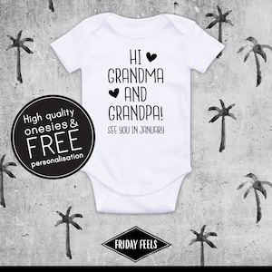 Pregnancy announcement, reveal to grandparents, baby announcement for grandparents, baby onesie, future grandparent, free personalization