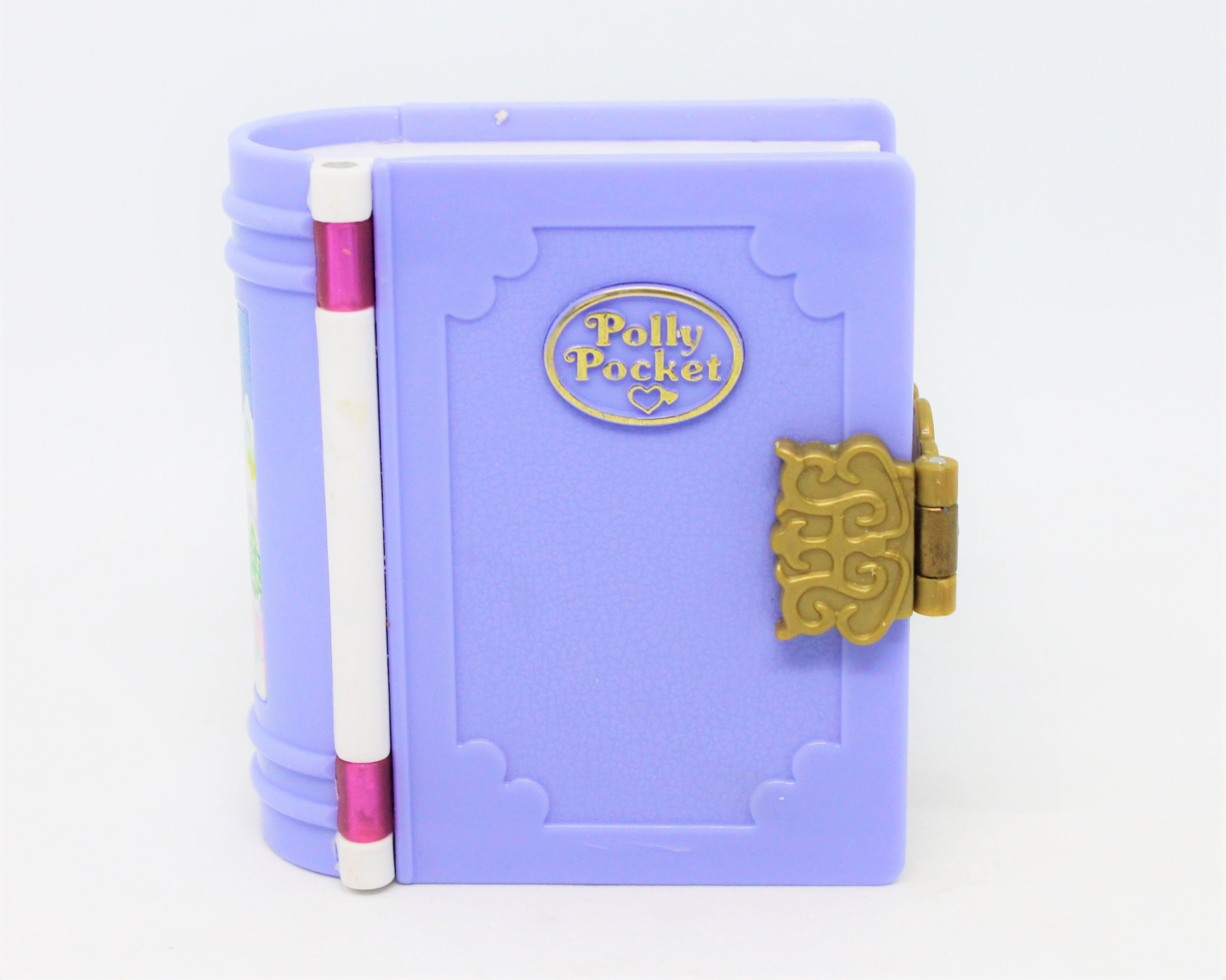 Vintage Polly Pocket Sparkle Snowland Purple Blue Book Compact 
