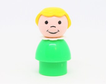 Vintage Fisher Price Little People Green Girl w/blonde hair 