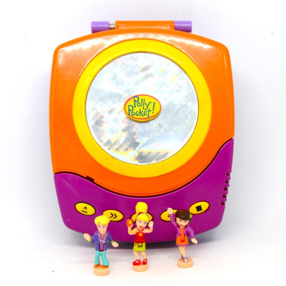 Vintage Complete Working CD Player Polly Pocket Bluebird Mattel with Dolls Origin Products 1998 Original Walkman Plays Music CD Fun Variant