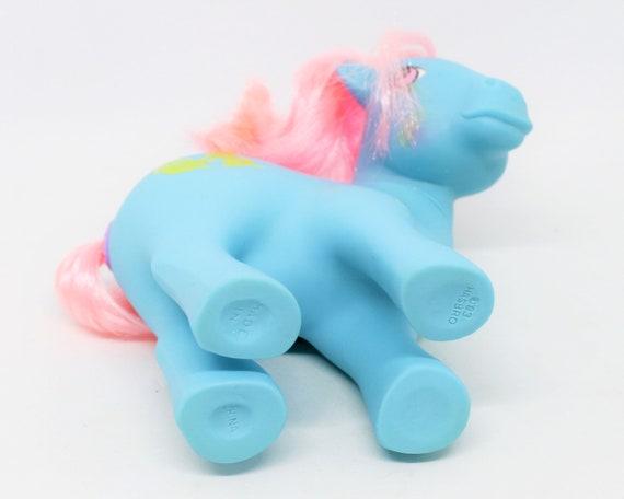 My Little Pony McDonalds Toy Blue Pony Plastic Tail Rainbow Hair