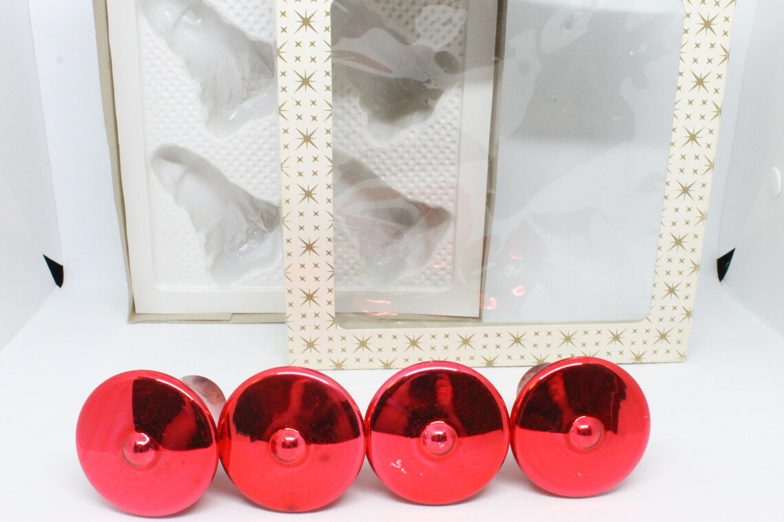 Vintage Red Mercury Glass Christmas Tree Ornaments Bell Etsy