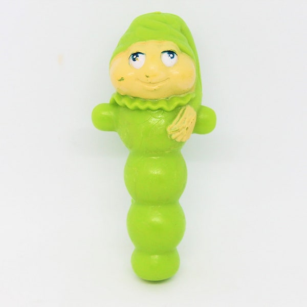 Vintage Hasbro Glo Worm Clip On Brooch Clipper Grabber Pencil Topper Original 1980s Retro Collectibles Nostalgic Green Yellow 3.5 Inches