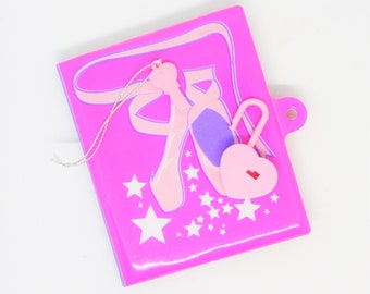 Flomo Puffy Diary Ballet Slippers Journal Vintage 80s Stationery Pink Ballerina Lock Key NOS New Unused Petite Plie New Old Stock Unused