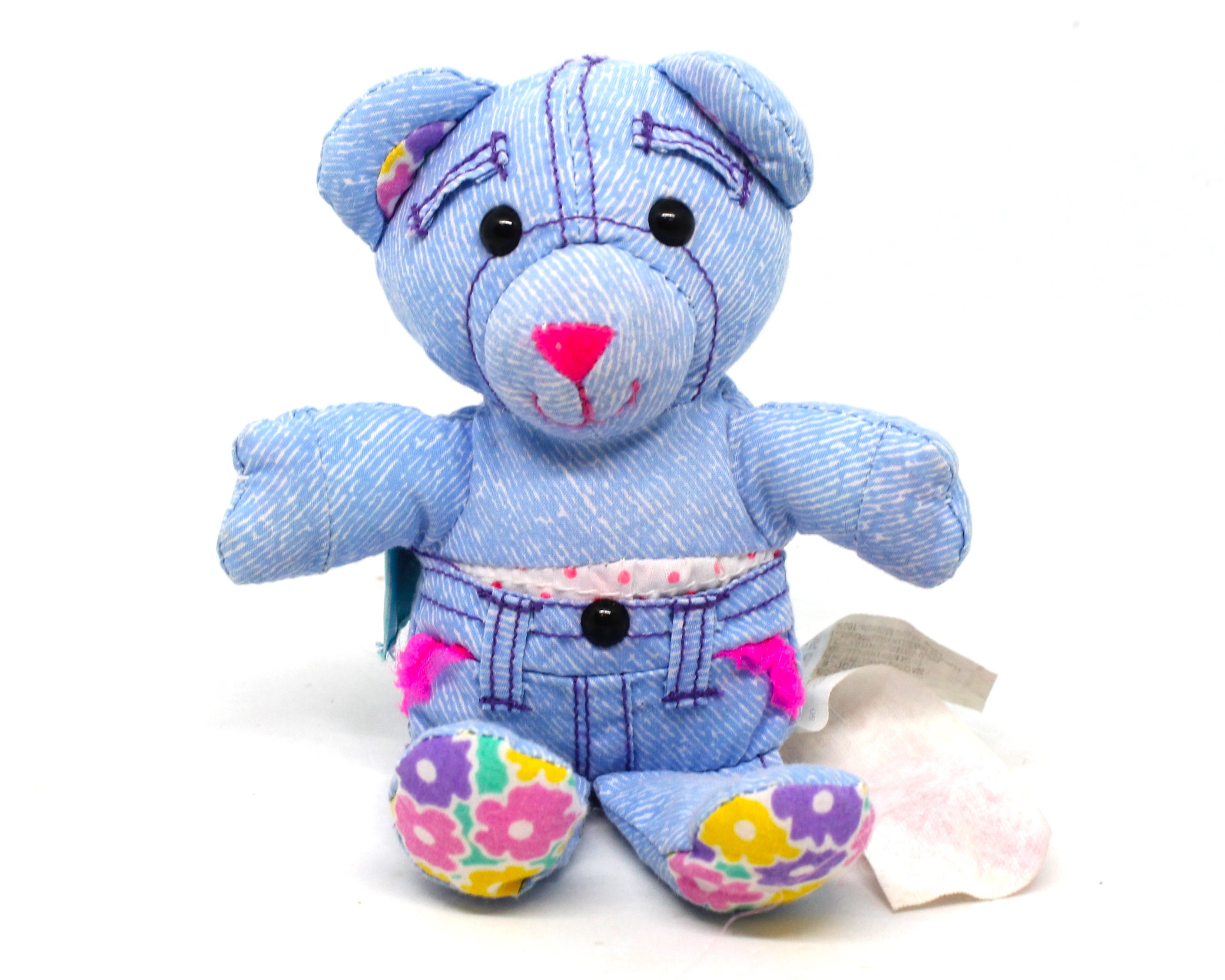 Vintage Pocket Doodle Bear Juniors Size SMALL Blue Demin Fabric TYCO Girl  Toys Original 90s Retro Old Classic Teddy Plush Stuffed Animal