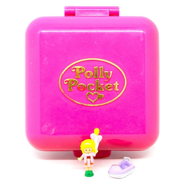 Vintage Pollyworld Complete Polly Pocket Compact Playset Bluebird Mattel Theme Park Roller Coaster Pink Square Play Set Original 1990s Mini