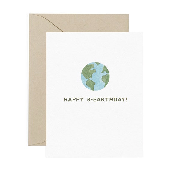 Happy Birthday Planet Card Happy Birthday Card Earth Day Etsy