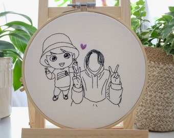 Handmade Jungkook & TinyTan Embroidery Hoop | BTS Fan Art (15cm)
