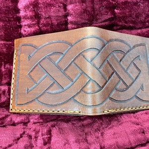 handmade carved leather wallet/ mens wallet/ bi-fold wallet/ carved leather wallet/ mens gift/ mens wallet