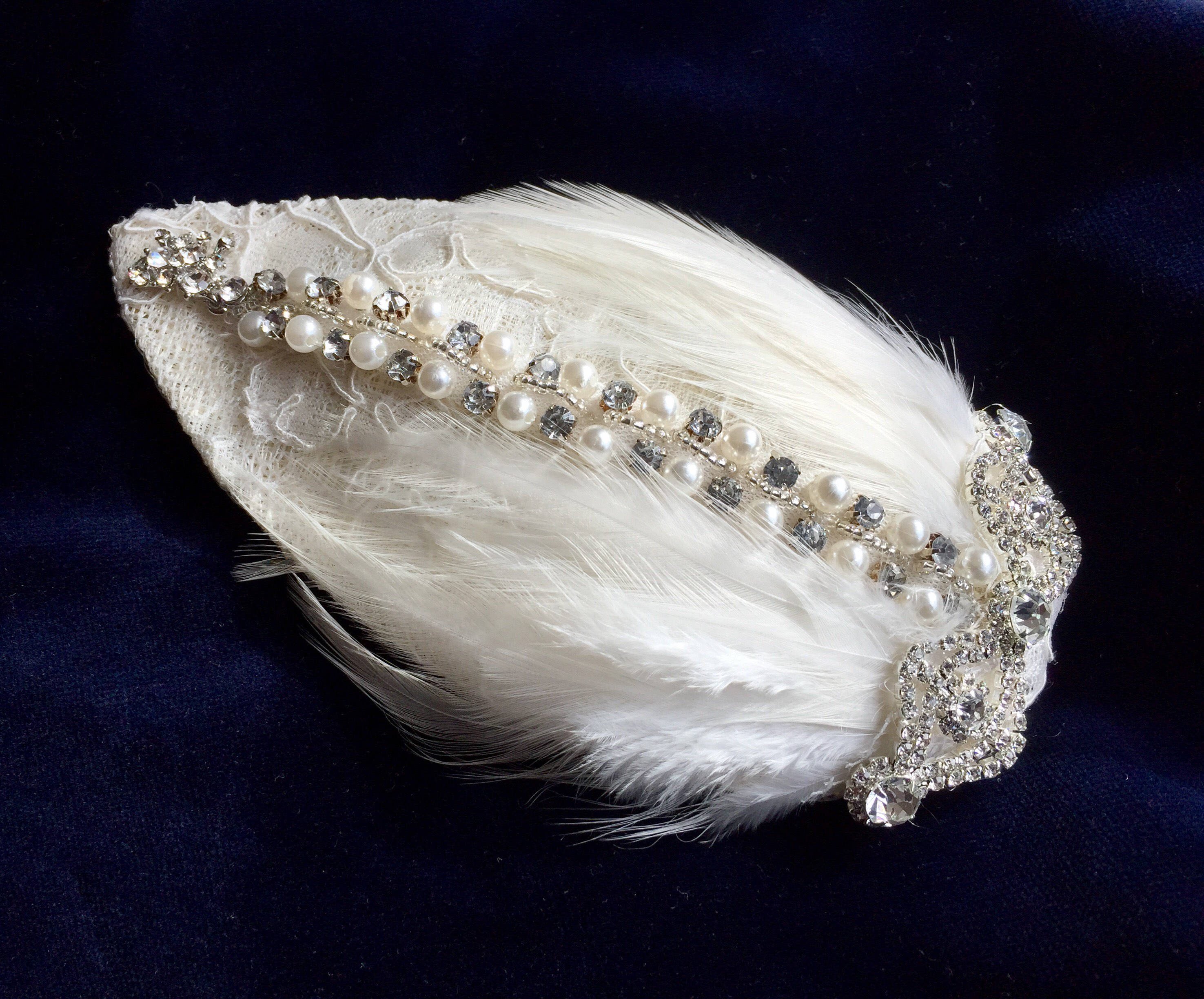 bridal headpiece with feathers