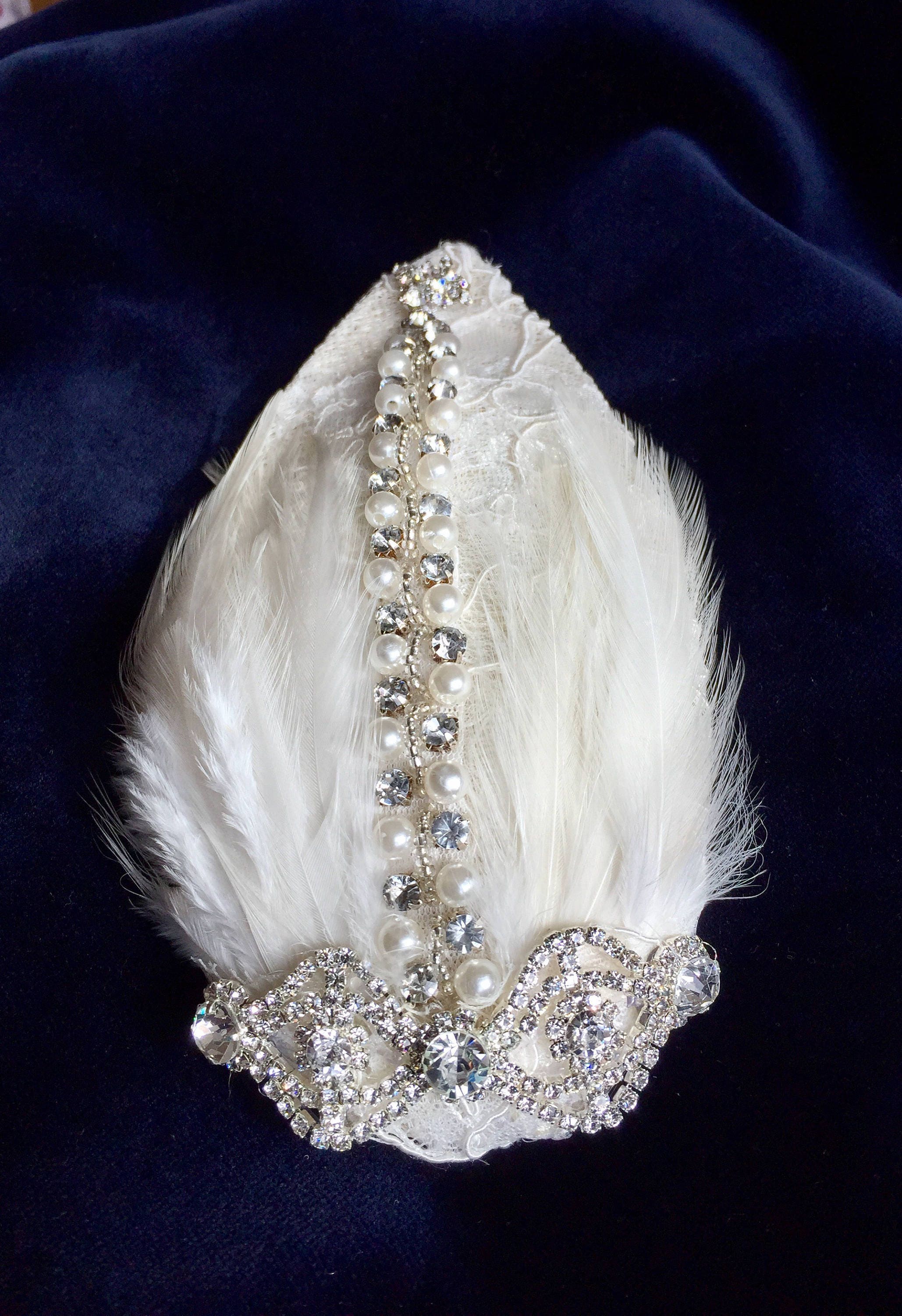 bridal headpiece with feathers