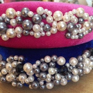 Pearl encrusted velvet headbands