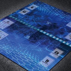 Tapete de juego de cartas Digimon para dos jugadores con zonas de campo personalizadas con temática de escritorio, tapete de juego de cartas estilo mundo digital para juegos organizados