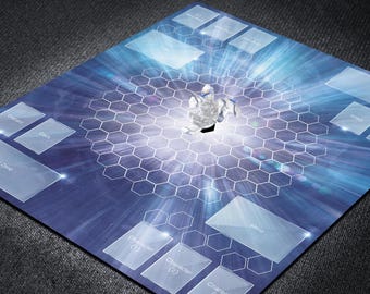 Bakugan Playmat for Diamond Faction, Two Player Bakugan Battle Mat for Playing Cards and Rolling Brawlers with Bakucores Hexagonal Zones