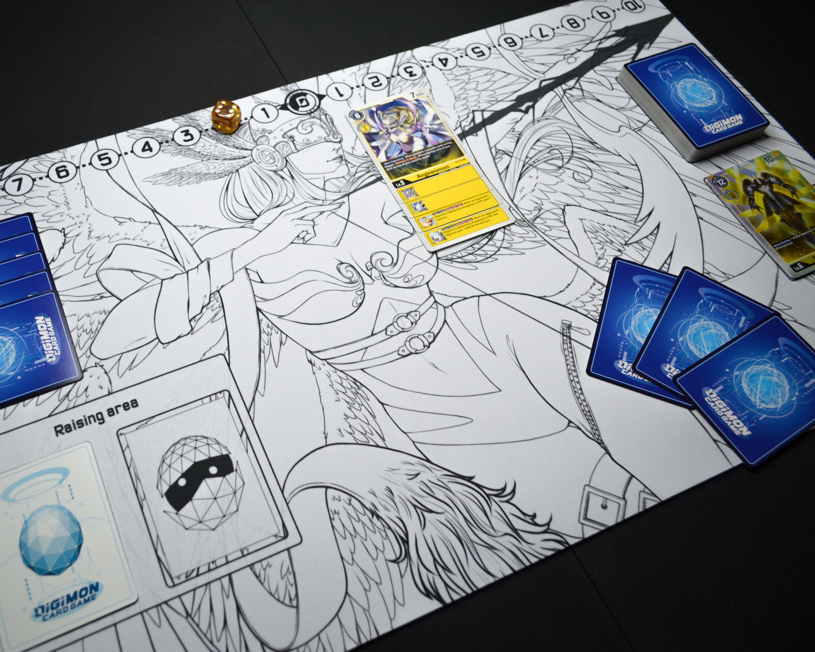 Digimon TCG Playmat Angewomon Card Game Mat with Custom Field Etsy