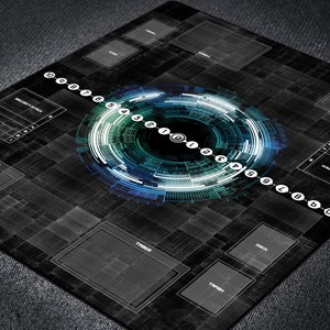 Tapete de juego Digimon TCG con zonas de campo en temática Matrix, tapete de juego de cartas Digital Wonderland para dos jugadores, accesorio de mesa de juego personalizado