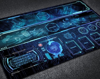 KeyForge Playmat for House Logos Players with Field Zones and Chain Tracker, High Tech Faction Style Custom Card Game Mat
