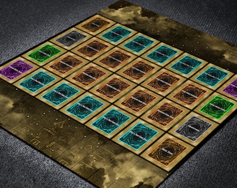 YGO Klassische Spielmatte für Zwei Spieler mit Old School Field Zones, Großes Kartenspiel im Original-Stil für Nostalgische Spieler im Ziegen-Format