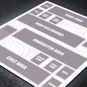 Tapis de jeu de cartes minimaliste en une pièce avec zones de terrain de base simples pour un jeu à 2 joueurs propre, tapis blanc TCG avec aménagement de zone de jeu simple