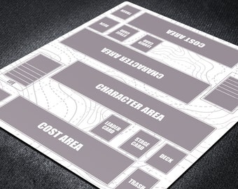Minimalist One Piece Card Game Playmat with Simple Basic Field Zones for Clean 2-Player Gameplay, TCG White Mat with Plain Playzone Layout