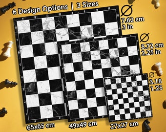 Classic Chess Board Printed as a Playmat, Gaming Checkerboard Mat, Game Board Mat for Playing Chess or Checkers in Various Texture Pattern