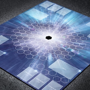 Tapete de juego Bakugan para la facción Diamante, tapete de batalla Bakugan para dos jugadores para jugar a las cartas y lanzar luchadores con zonas hexagonales de Bakucores