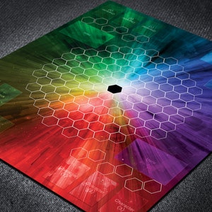 Bakugan-spelmat voor 2 spelers, kleurrijke grote speelmat voor Bakugan Brawl Battles en speelkaarten met zeshoekige zones, bijpassende bakucores