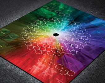 Bakugan Game Mat for 2-Players, Colorful Large Playmat for Bakugan Brawl Battles and Playing Cards with Hexagonal Zones Matching Bakucores