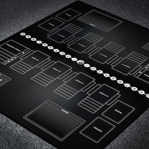 Digimon-speelmat voor 2 spelers met Monster Field-zones, minimalistische zwarte kaartspelmat voor stijlvol TCG georganiseerd spelen, aangepaste gaming-tafelmat