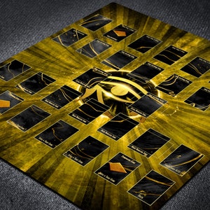 Egyptisch ontwerp YGO TCG-speelmat voor 2 spelers met duelveldzones, dubbele custom Battle Card Game-mat, Master Rule Gaming-tafelmat voor twee