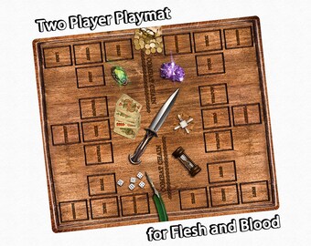 Flesh and Blood Card Game Mat, 2-Player FAB TCG Custom Playmat with Zones, Medieval Style Gaming Tabletop Accessory for Playing Cards
