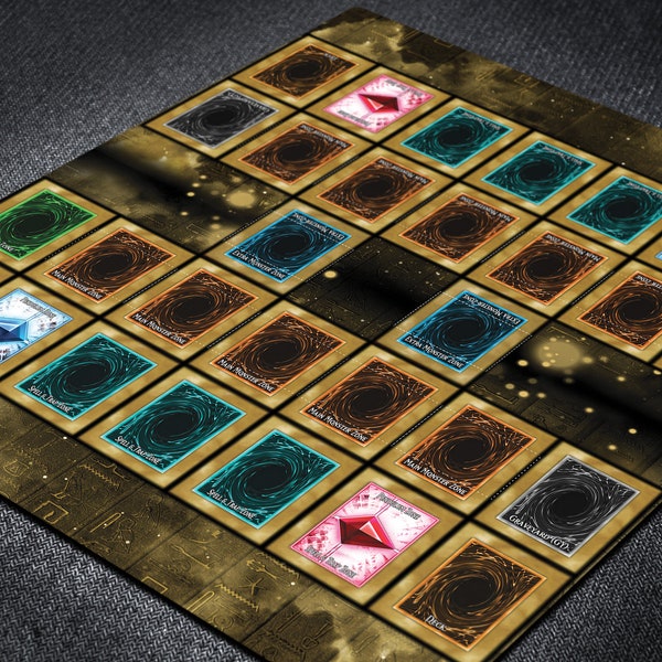 2-Player YGO Playmat with Classic Master Rule Field Zones for Organized TCG Duels, Custom 24x28 Traditional Card Game Mat Accessory for Two