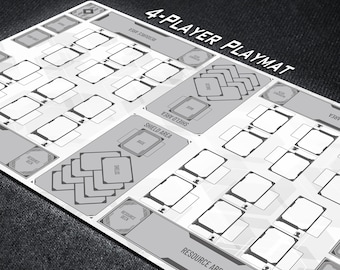 4-Player Team Battle Gundam Card Game Mat with Field PlayZones for 2vs2 TCG Matches, Set of Four Playmats with Multiplayer Teammate Layout