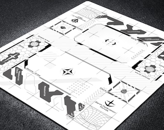 2Player Gundam Card Game Playmat with Mecha Themed Field Zones, Zeon vs Federation TCG Mat with Minimalist Layout Battle Area for Beginners