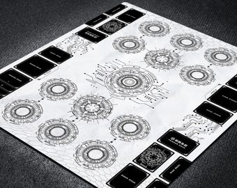 Custom Cardfight Vanguard Playmat, 2 Player Minimalist Card Game Mat with DivineZ Crest Zone, Standard & Premium Format TCG Field Layout