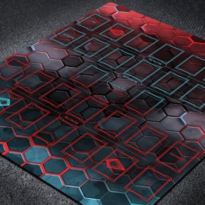Tapete de juego personalizado de YGO para 2 jugadores con zonas de campo de reglas maestras, tapete de juego de cartas de mesa TCG hexagonal minimalista para duelos organizados con dos lados