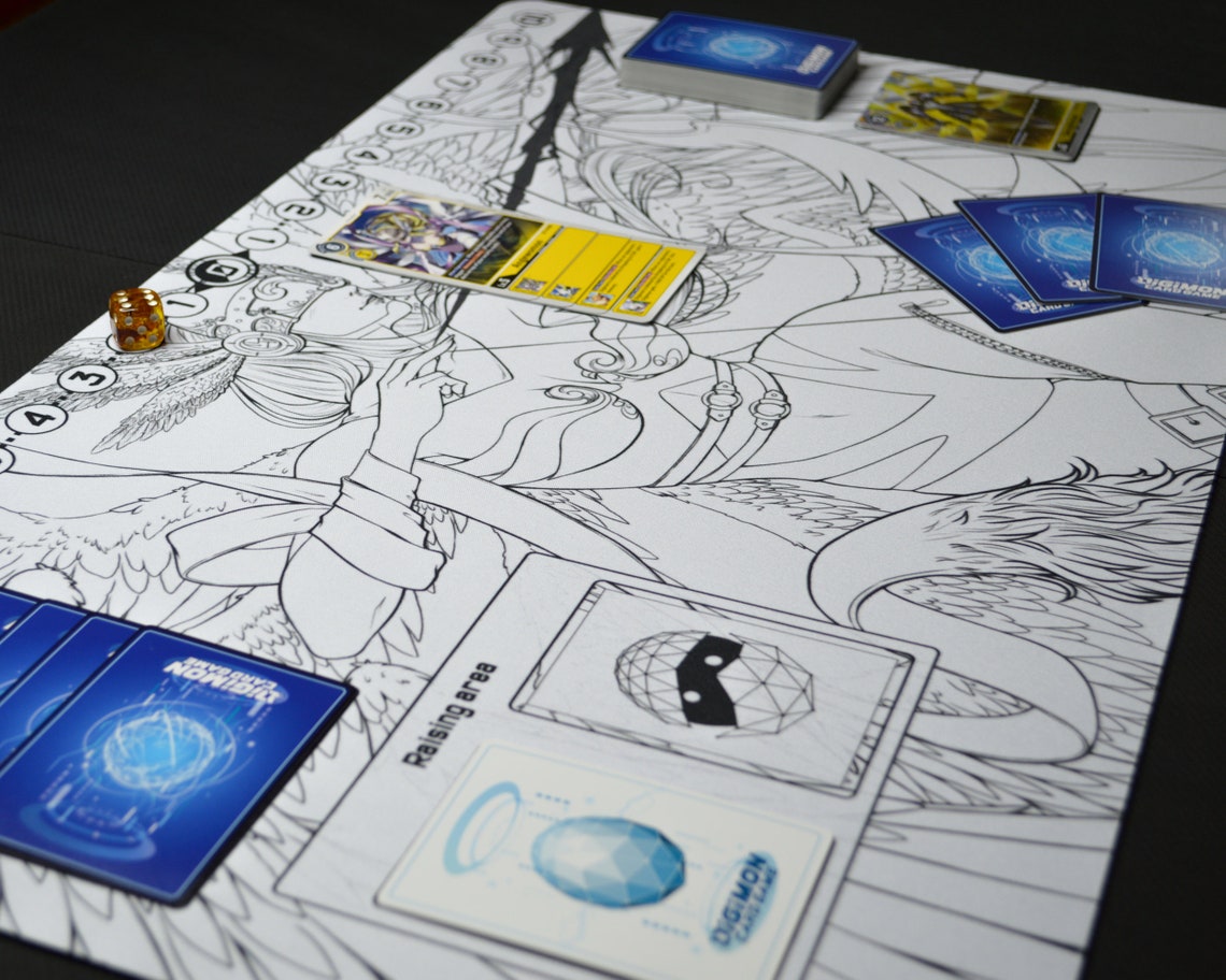 Digimon TCG Playmat Angewomon Card Game Mat with Custom Field Etsy
