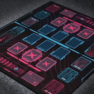 Tapis de jeu personnalisé Wixoss pour jeu de cartes avec zones de jeu organisées pour les combats avec sélecteur à 2 joueurs, tapis de jeu avec zones de terrain de jeu TCG