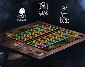 Goat Format YGO Classic Style Duel Playmat with Old School TCG Field Zones, Single Player Traditional Card Game Mat for Original Dueling
