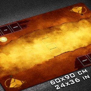 Tapete de juego KeyForge para 2 jugadores con zonas de campo, tapete de juego extendido personalizado extra ancho de 24 x 36, tapete de juego grande con campo de batalla enorme