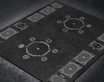 Battle Spirits Saga Custom TCG Playmat with Minimalist Field Zones, Two-Player Card Game Mat of Six Realms for Strategic Gameplay with Cores
