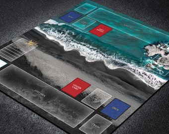 2-Player One Piece Card Game Playmat with Custom Field Zones, Minimalist 24x28 TCG Mat with Simple Realistic Design for Organized Gameplay