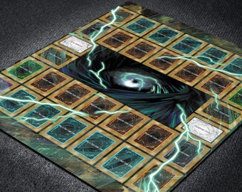 Custom 2-Player Classic YGO Playmat – Personalized Favorite Card Design | Goat & Edison Retro Format TCG Mat with Duel Field Zones