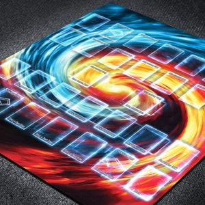YGO Custom TCG-duelletmat met dubbele veldzones voor 2 spelers, grote 24 x 28 tafelkaartspelmaster-speelmat met glad oppervlak