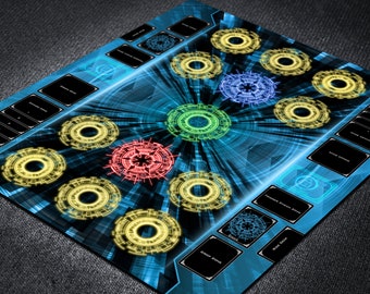 Two-Player Compatible Cardfight Vanguard Playmat with Rear Guard, Guardian Circles, Bind, Order, Ride Deck Field Zones, Custom Card Game Mat