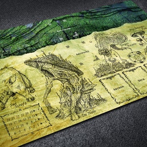 Tappetino da gioco KeyForge per giocatori di House Untamed con zone per carte e tracciamento delle catene, grande tappetino da gioco personalizzato progettato in stile Forest Witch Notebook