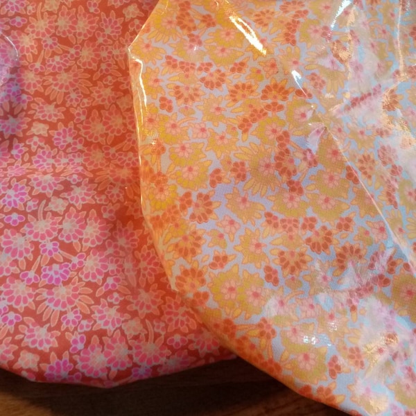 Charlottes à plats / couvre bols (XL) en tissu enduit Petit Pan - Édition super limitée FLUO rose et orange