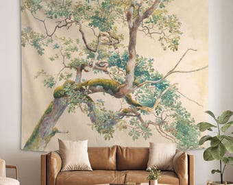 Botanical Tree Branch Wall Tapestry – Vintage Watercolor Art Decor. TRE001