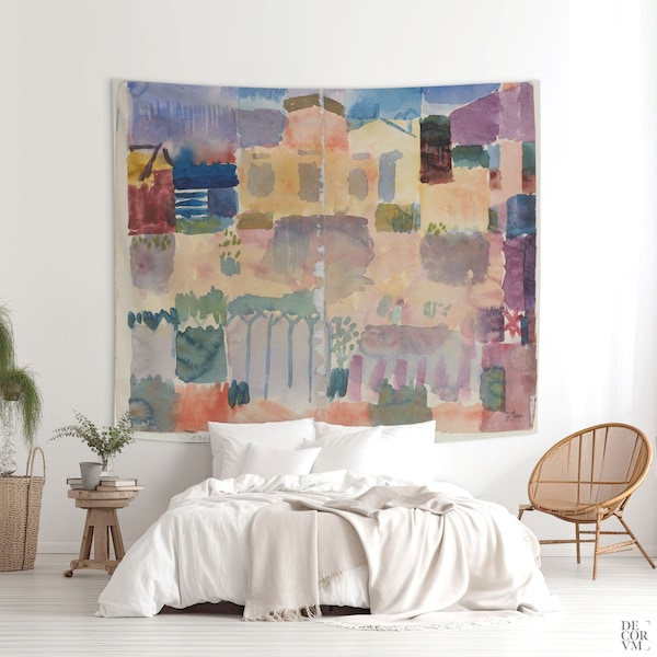 Paul Klee Art, Wall Tapestry, Wall Decor, Abstract Art, Watercolor Print, Wall Fabric, St. Germain Garden. PKL003